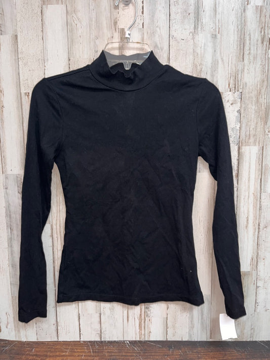 BLACK  COTTON MOCK NECK TEE, LADIES S