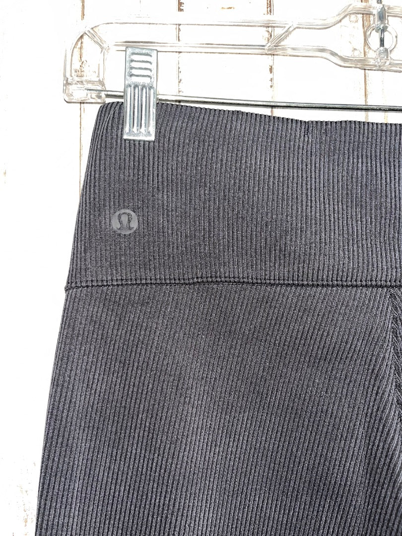 CHARCOAL LULULEMON SZ 6 RIBBED FLARE LEGGINGS, LADIES M