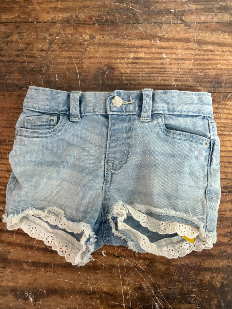 LIGHT DENIM CAT & JACK LACE TRIM JEAN SHORTS, GIRL 2T