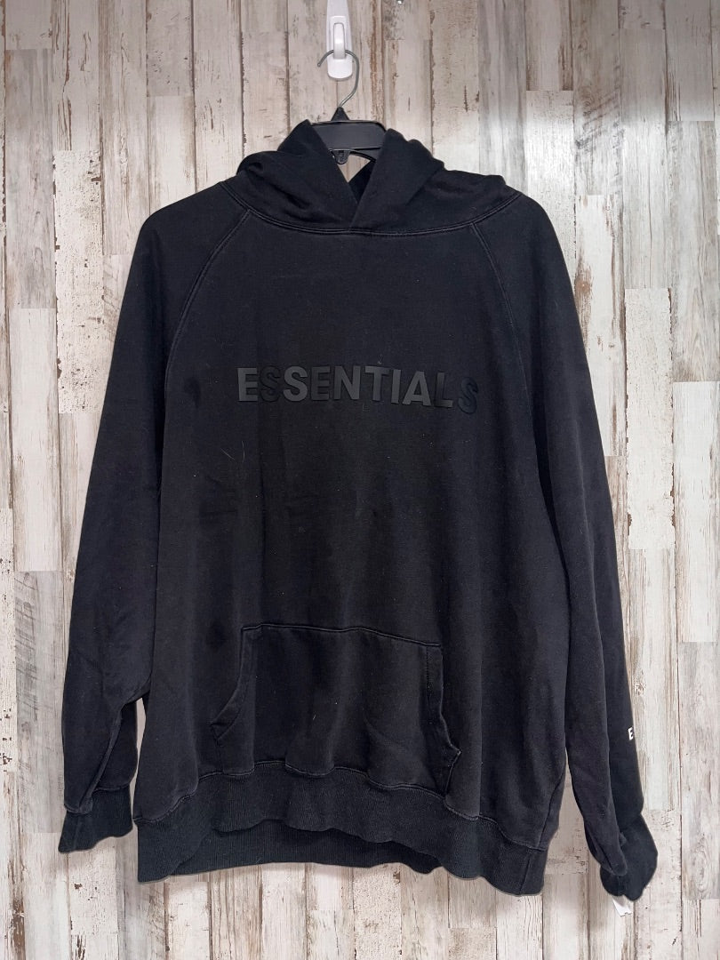 BLACK ESSENTIALS FEAR OF GOD LOGO HOODIE, LADIES XL