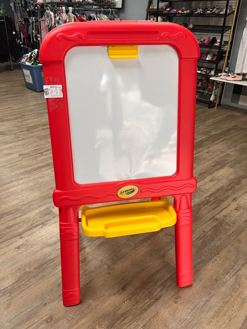 RED CRAYOLA DRY ERASE AND CHALKBOARD EASEL