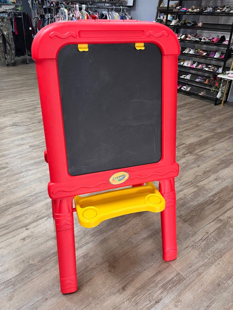 RED CRAYOLA DRY ERASE AND CHALKBOARD EASEL