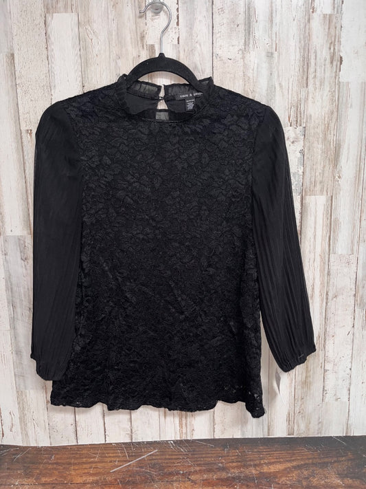 BLACK CABLE & GAUGE LACE BLOUSE, LADIES XS