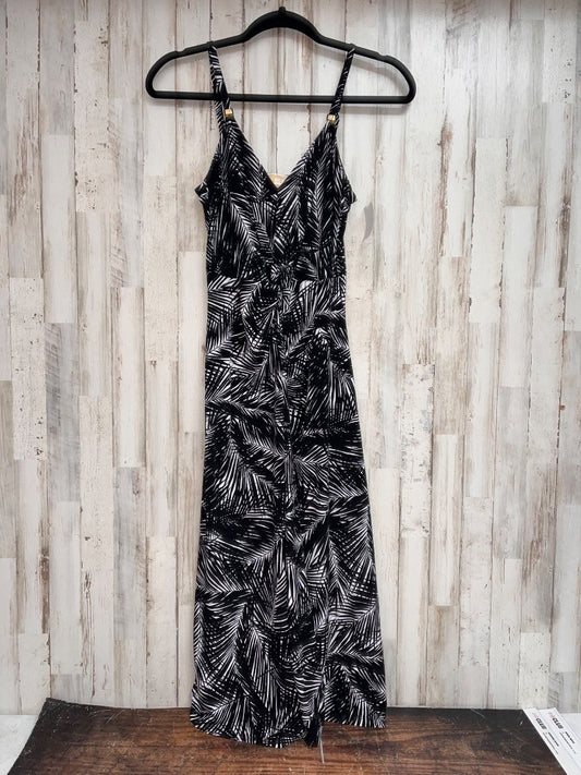 BLACK/WHITE MICHAEL KORS LEAF PRINT TWIST DRESS, LADIES XS