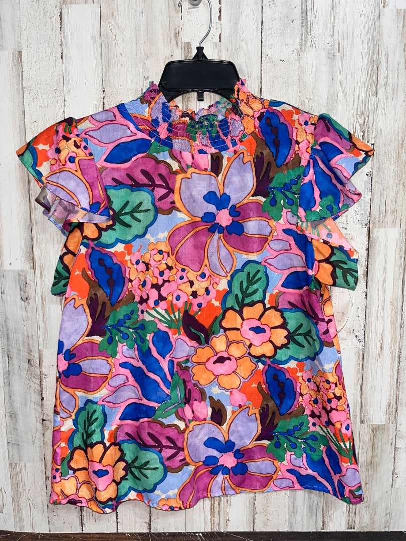 PURPLE THML WATERCOLOR FLORAL BLOUSE, LADIES XS