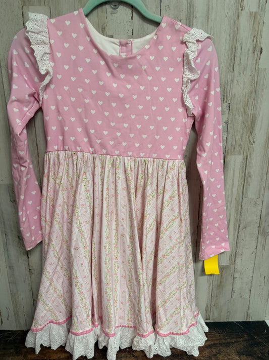 PINK LOVE GROW HEART AND FLORAL LACE TRIM DRESS, GIRL 12