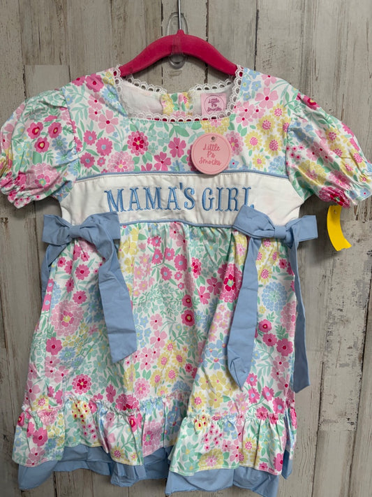 PINK LITTLE P'S SMOCKS NEW MAMAS GIRL FLORAL DRESS, GIRL 4T