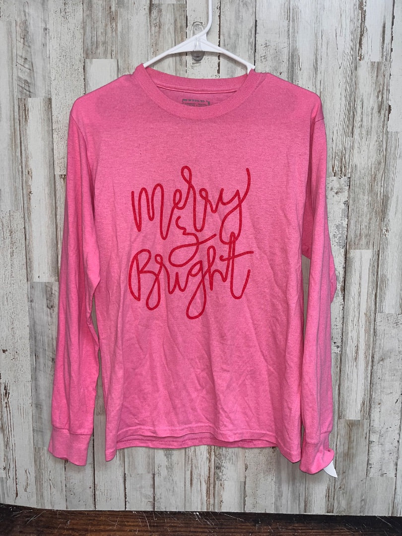 PINK  MERRY & BRIGHT LONG SLEEVE TEE, LADIES S
