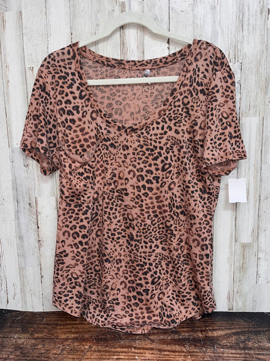 BROWN Z SUPPLY LEOPARD SOFT POCKET TEE, LADIES M