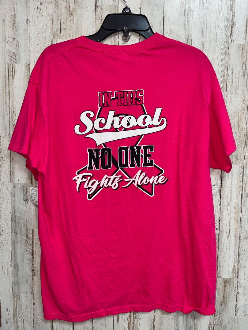 PINK GILDAN WJ NO ONE FIGHTS ALONE TEE, LADIES L