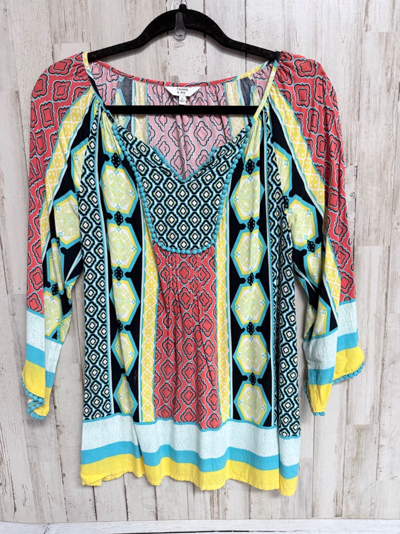 Navy Crown and ivy Pattern blouse, Ladies S