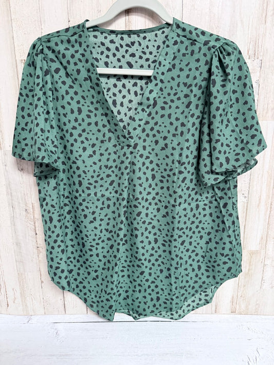 Green Shein Cheetah blouse, Ladies M