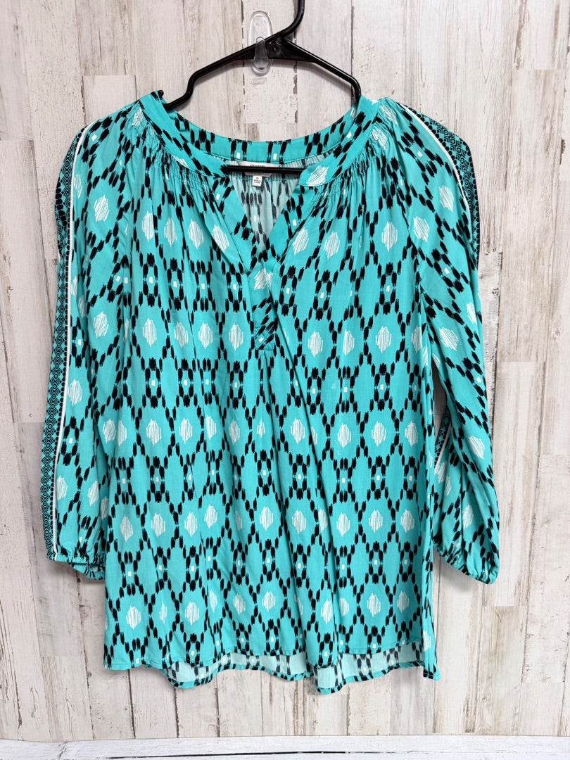 Blue Crown and ivy Pattern long sleeve blouse, Ladies M