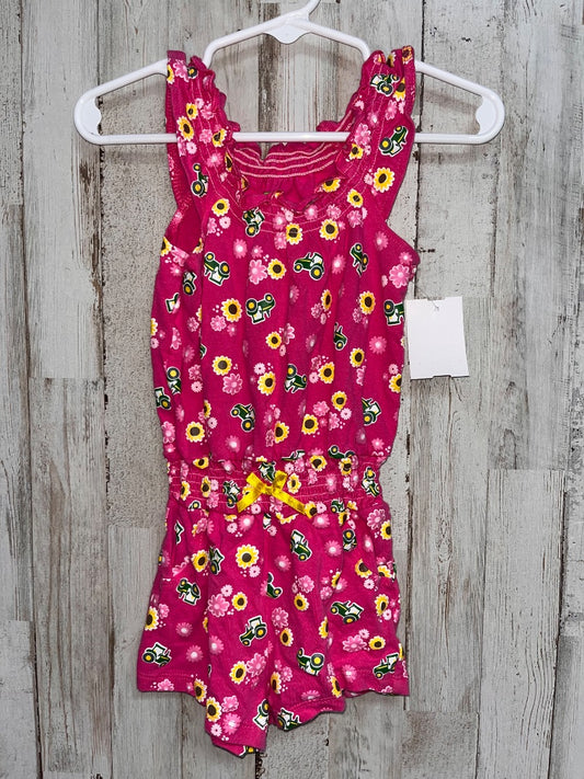 PINK JOHN DEERE TRACTOR ROMPER, GIRL 2T