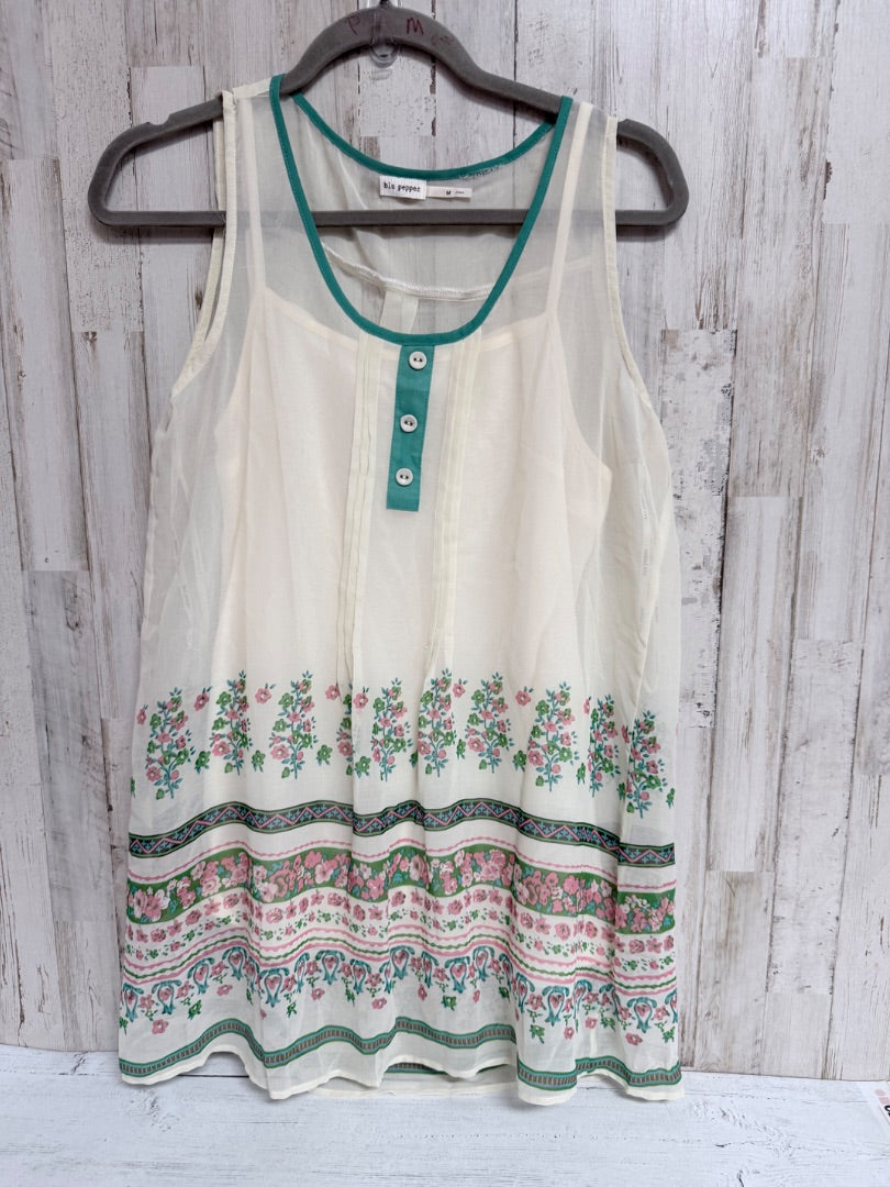 off white blu pepper Floral sheer tank, Ladies L