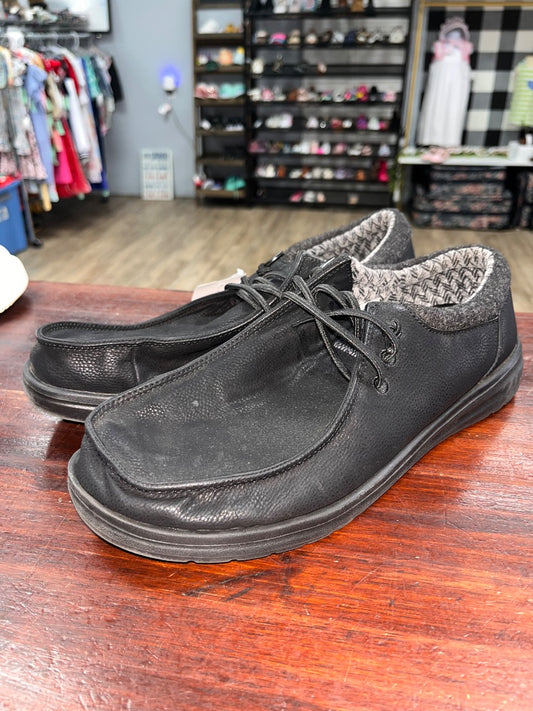 BLACK HEY DUDE SLIP ON SHOES, SHOES MEN 9