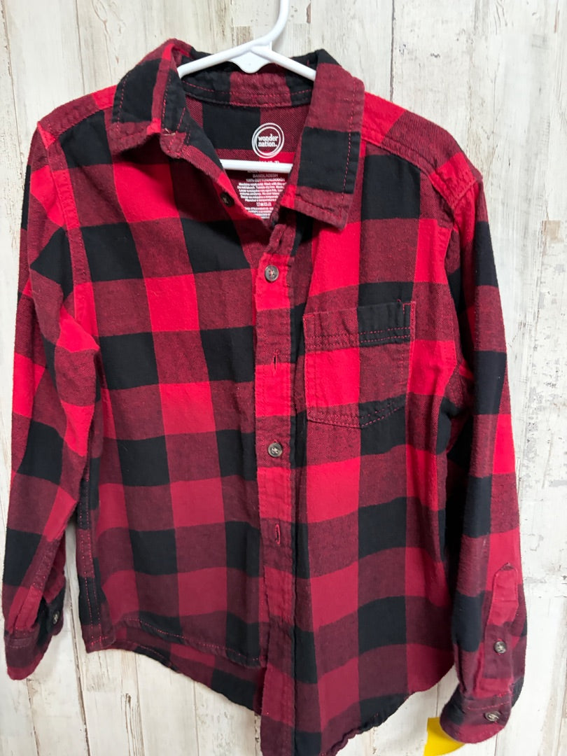 RED/BLACK WONDER NATION PLAID FLANNEL, BOYS 6/7