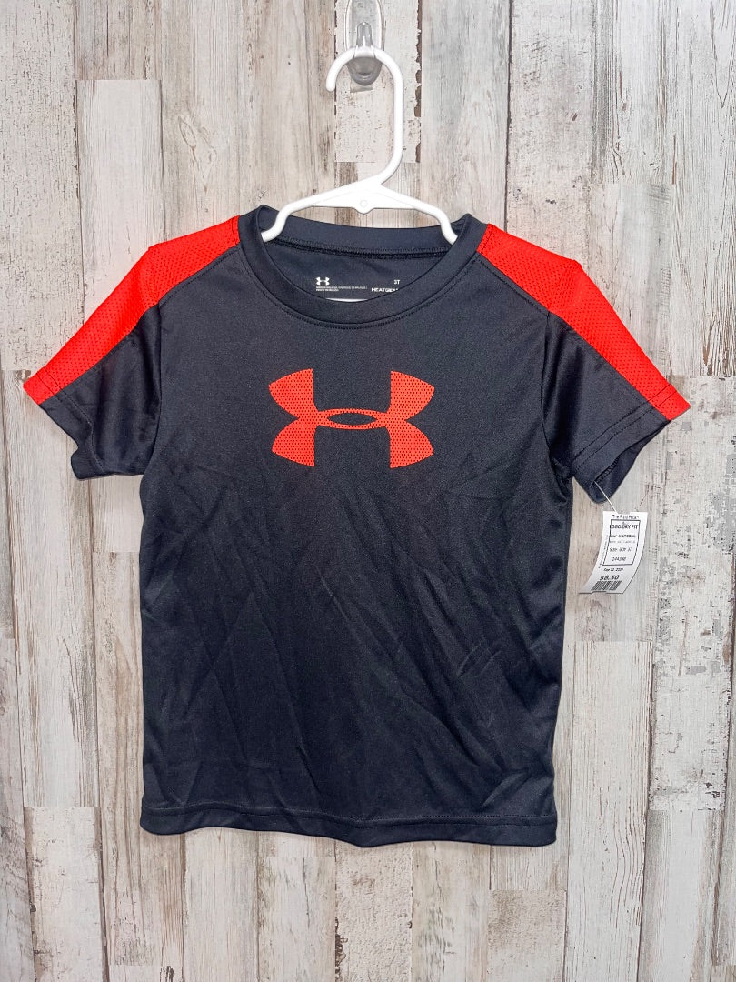 GREY/CORAL UNDER ARMOUR LOGO DRY FIT, BOY 3T