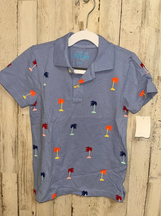 BLUE CREWCUTS PALM TREE POLO, BOY 4T