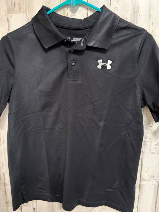 BLACK UNDER ARMOUR LOGO POLO, BOYS 18/20