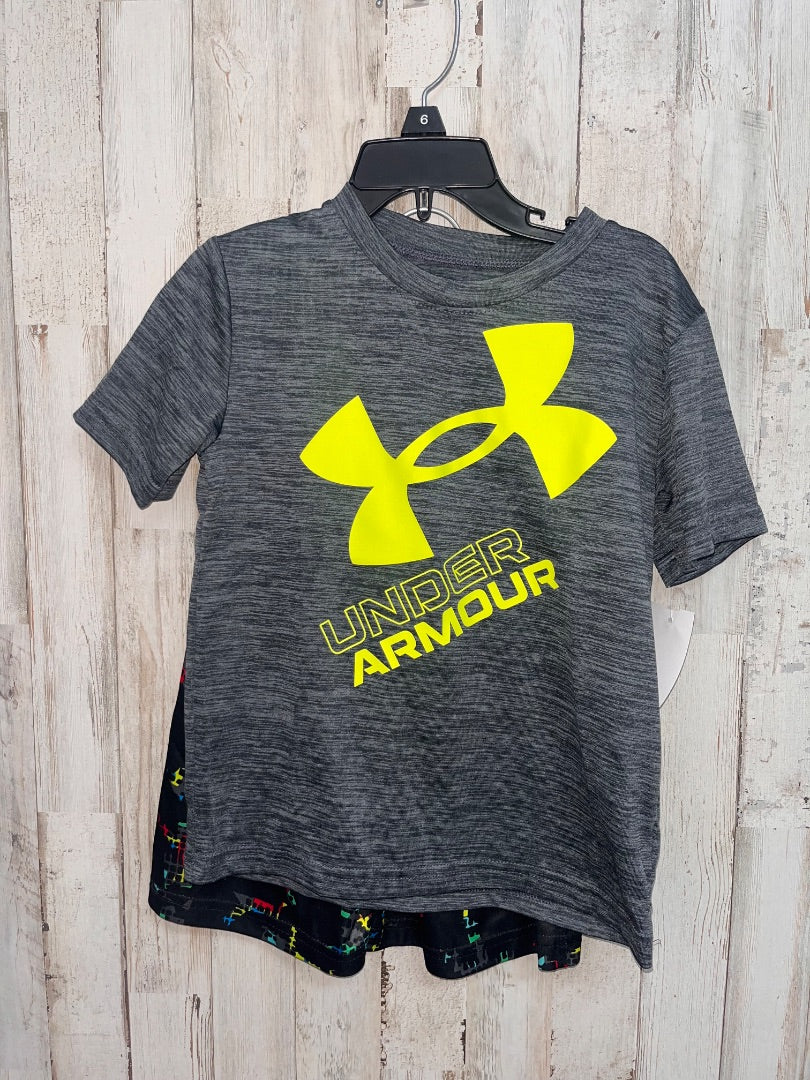 GREY/BRIGHT UNDER ARMOUR 2PC LOGO DRY FIT SET, BOY 4