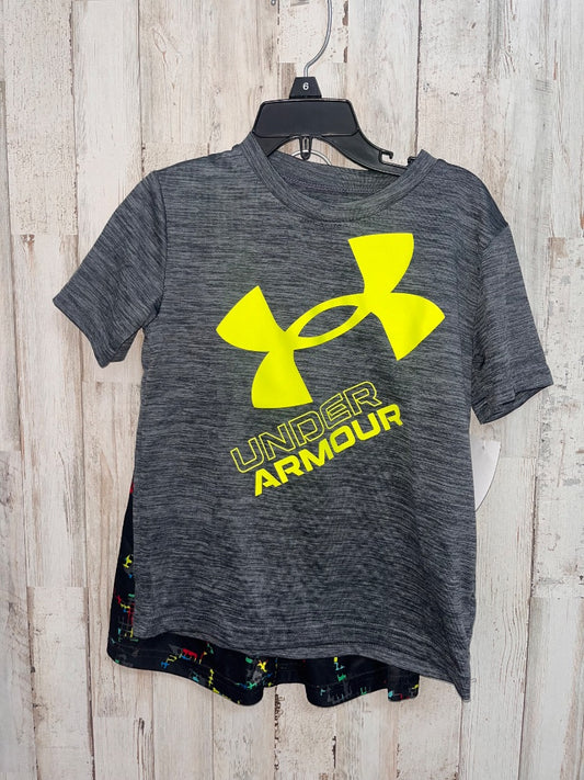 GREY/BRIGHT UNDER ARMOUR 2PC LOGO DRY FIT SET, BOY 4