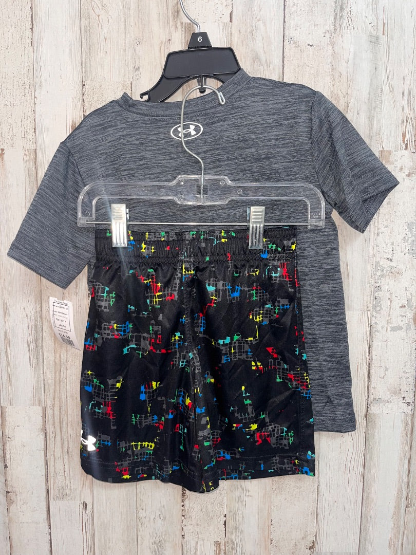 GREY/BRIGHT UNDER ARMOUR 2PC LOGO DRY FIT SET, BOY 4