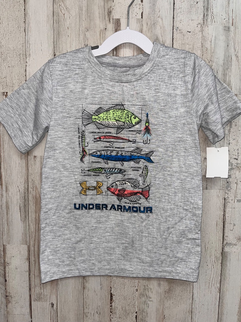GREY UNDER ARMOUR FISH TEE, BOY 5