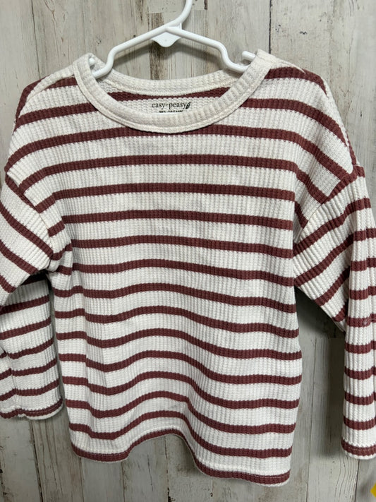 CREAM/BROWN EASY PEASY STRIPE KNIT TOP, GIRLS 4T
