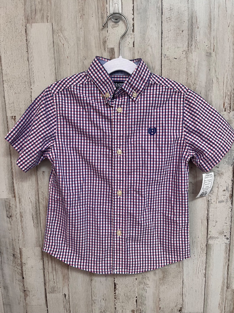PINK/NAVY CHAPS GINGHAM BUTTON UP, BOY 5