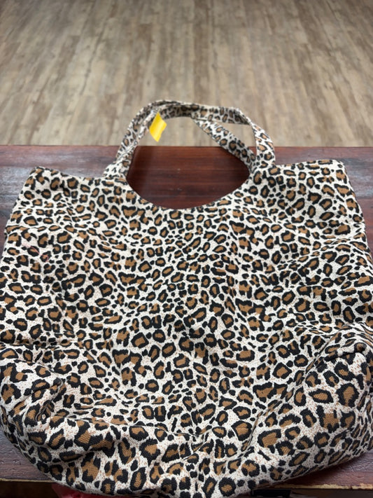 TAN  LARGE LEOPARD CANVAS TOTE