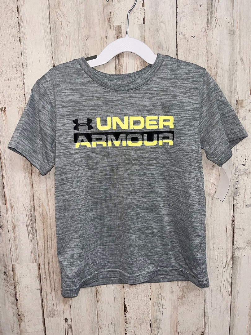 GREY UNDER ARMOUR DRY FIT LOGO TEE, BOY 5