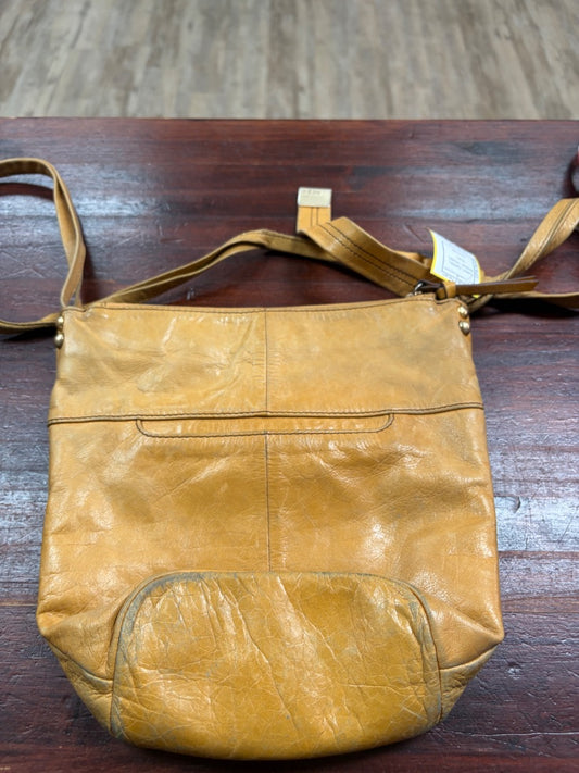 CAMEL HOBO LEATHER CROSSBODY- WEAR NOTED