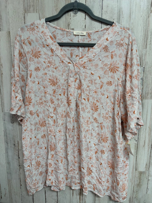 GREY/ORANGE COTTON BLU FLORAL LIGHT WEIGHT BLOUSE, LADIES L