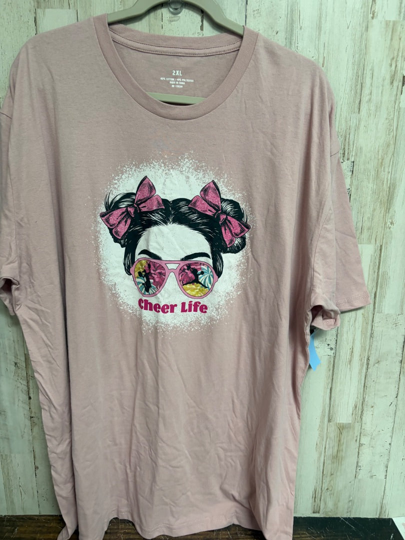 PINK  CHEER LIFE TEE, LADIES 2X