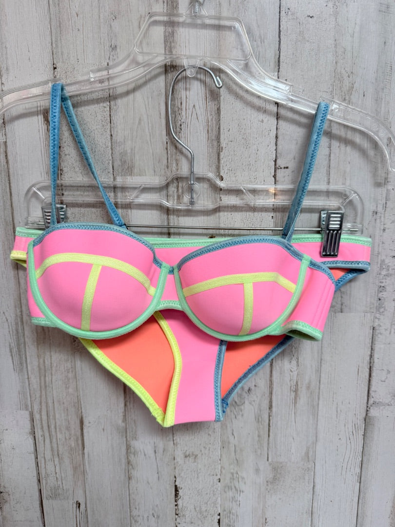 PINK TRIANGL COLORBLOCK 2PC SWIM, LADIES M