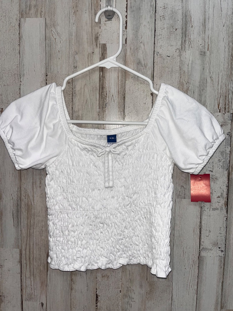 WHITE OLD NAVY SMOCK PUFF SLEEVE TOP, GIRL 8