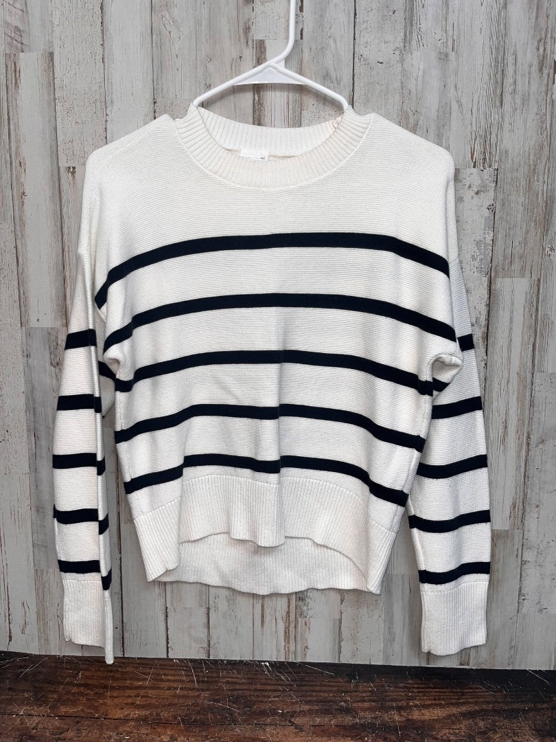 IVORY/BLACK ABERCROMBIE STRIPE KNIT SWEATER, GIRL 9/10