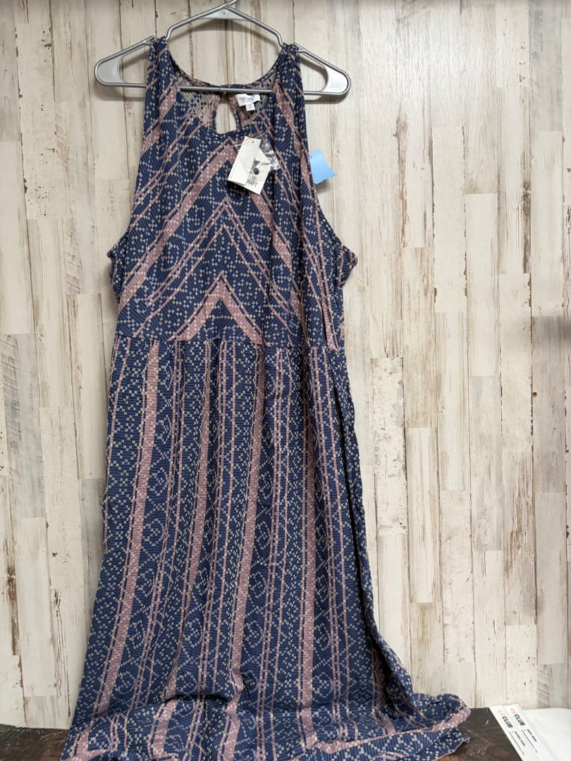 NAVY TRUE CRAFT NEW STRIPE PRINT MAXI, LADIES 4X
