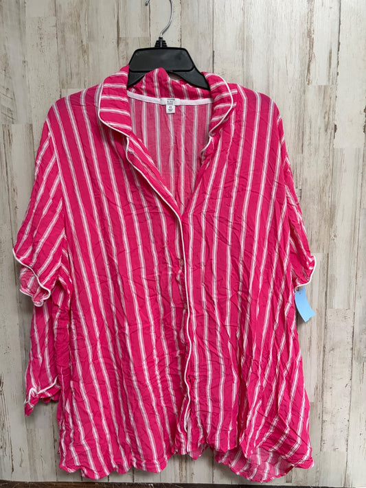 PINK CROWN & IVY STRIPE 2PC PJ SET, LADIES 4X