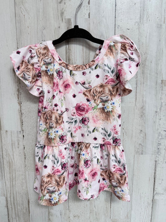 Pink BOUTIQUE Highland cow flowy top, Girl 12-18M