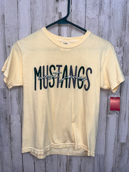 YELLOW COMFORT COLORS MUSTANGS TEE, GIRL 10