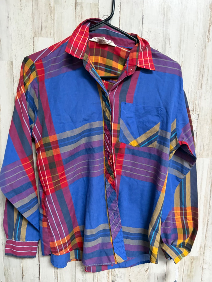 MULTI CLASSIC FASHIONS SZ12 PLAID BUTTON UP, LADIES L