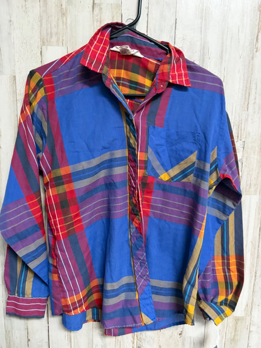 MULTI CLASSIC FASHIONS SZ12 PLAID BUTTON UP, LADIES L
