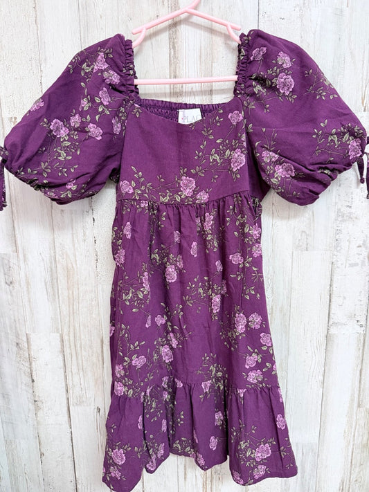 MAROON CHILDRENS PLACE FLORAL TIER DRESS, GIRLS 5/6