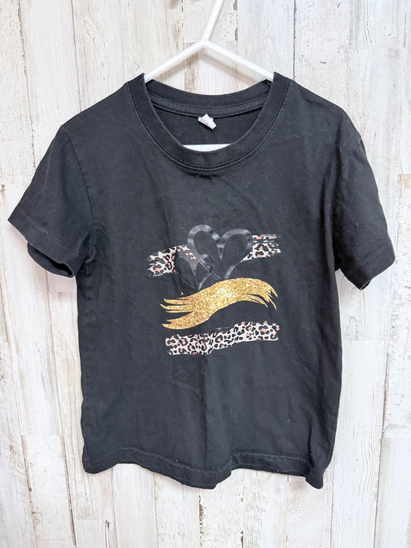 BLACK  HEART COTTON TEE, GIRLS 5/6