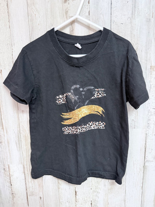 BLACK  HEART COTTON TEE, GIRLS 5/6