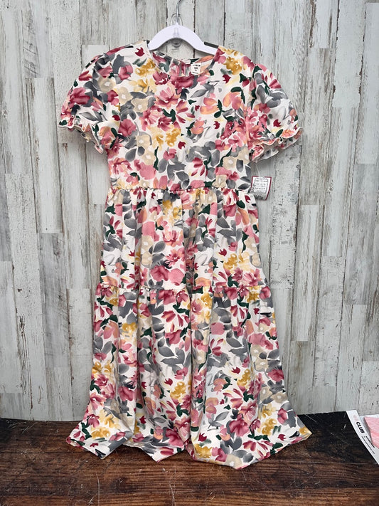 WHITE SHEIN FLORAL TIER DRESS, GIRLS 9