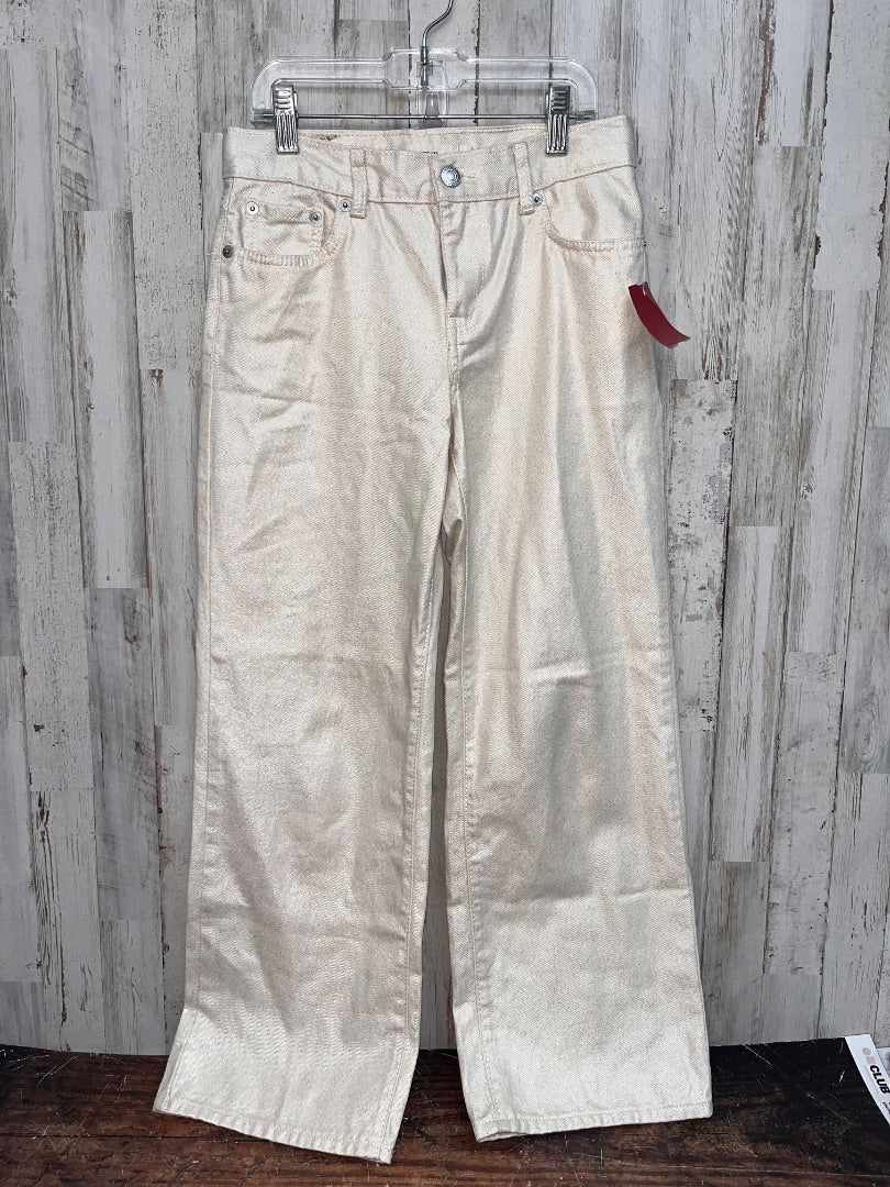 BEIGE LEVIS WIDE LEG SHIMMER PANT, GIRLS 10