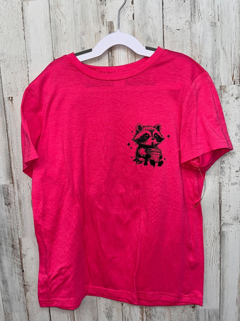 HOT PINK SHEIN RACOON TEE, GIRLS 11